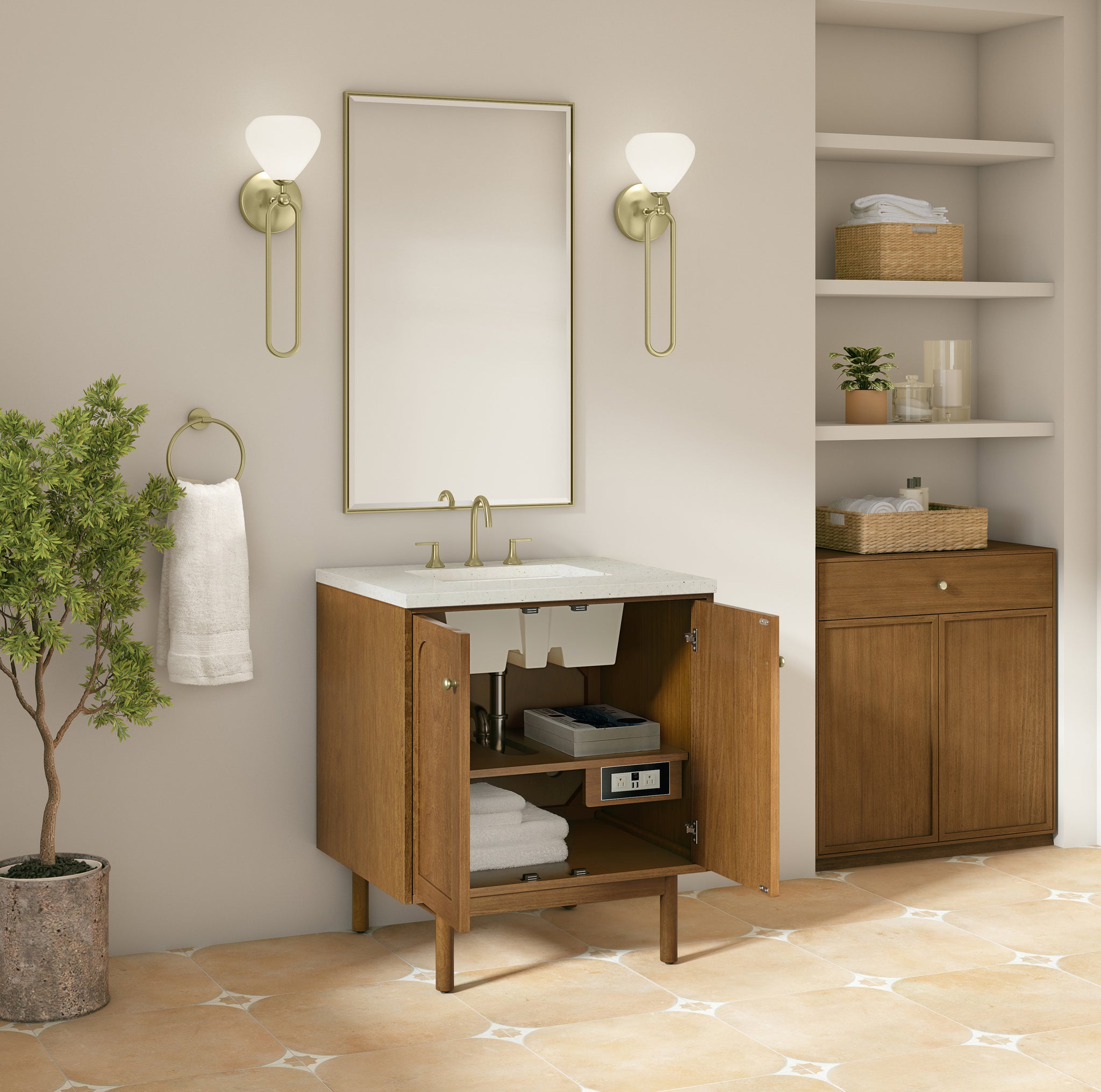 James Martin Laurent 30" Dual Mount Single Bathroom Vanity, Honey Oak, view 30