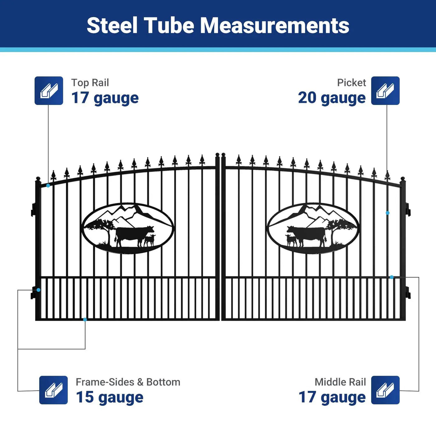 14x8 ft Steel Dual Swing Driveway Gate by Chery Industrial