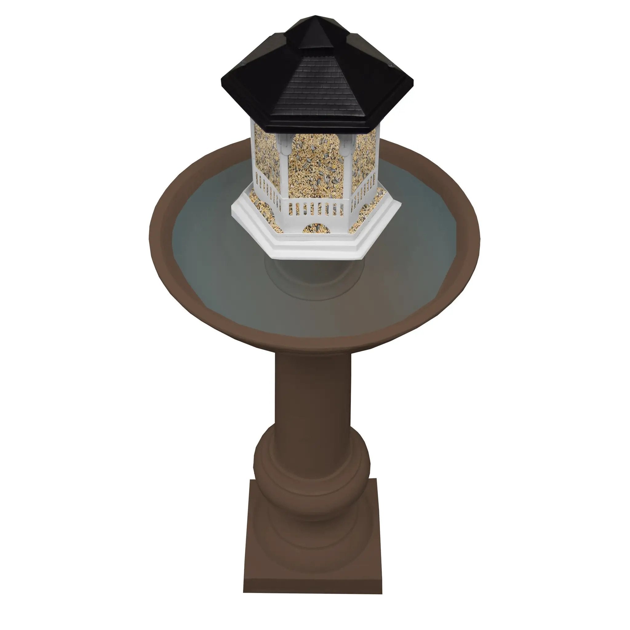 Modern Round Cast Aluminum Metal 40-in Bird Bath and Bird Feeder Combo by Sharicks