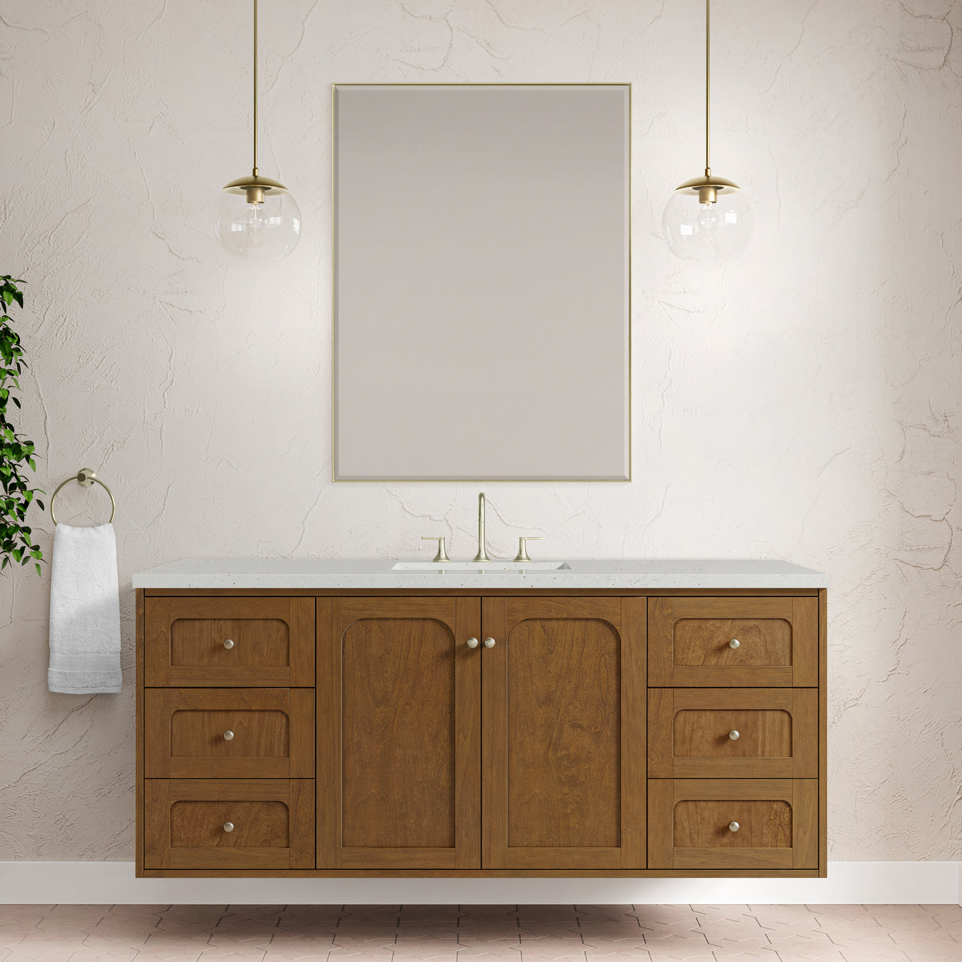 James Martin Laurent 60" Dual Mount Single Bathroom Vanity, Honey Oak, view 35