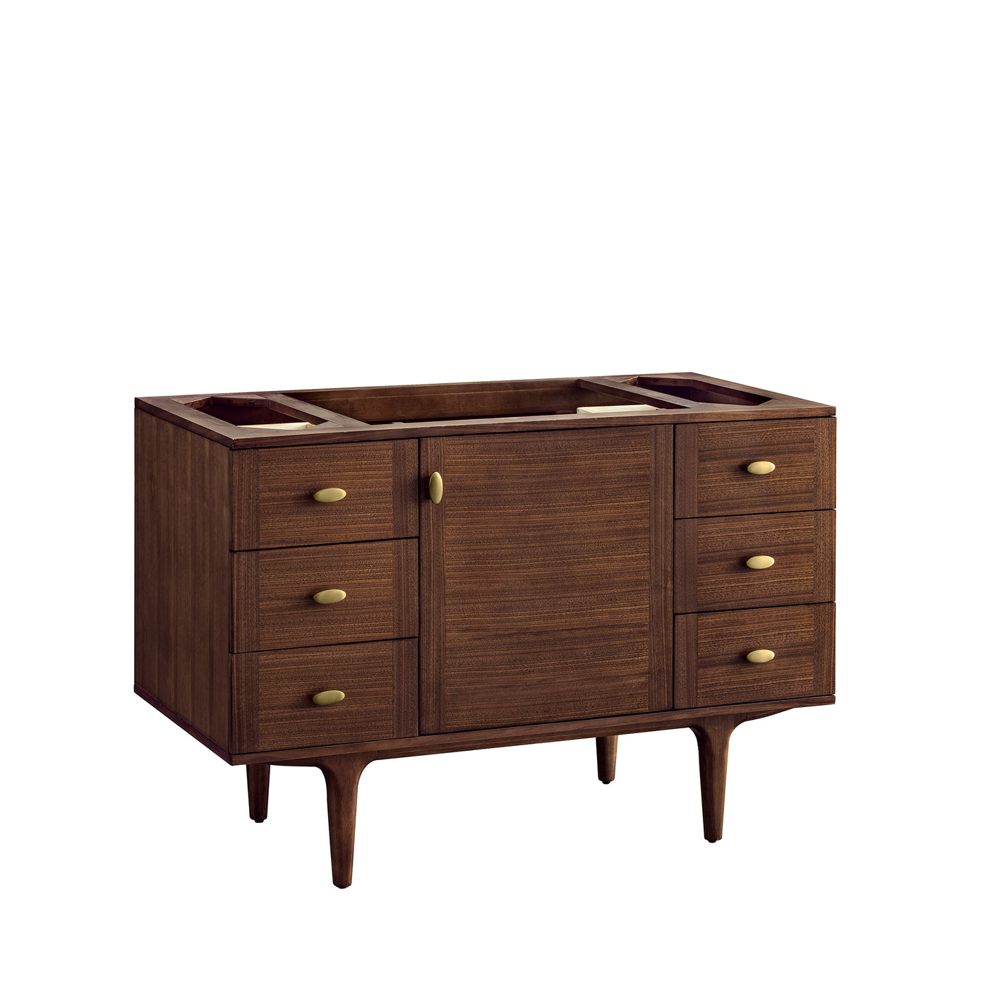 James Martin Amberly 48" Dual Mount Single Bathroom Vanity, Mid-Century Walnut, cabinet without a countertop