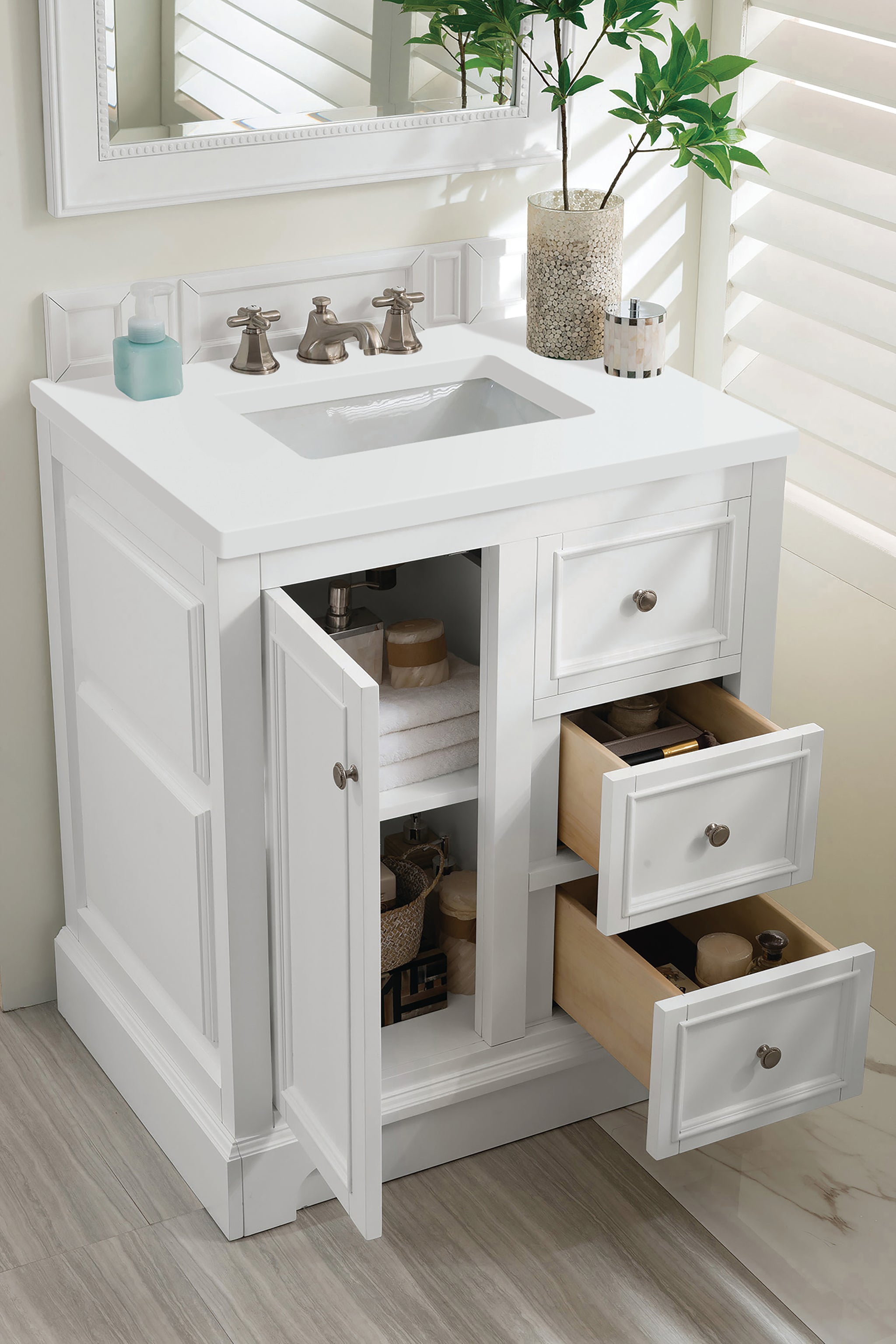 James Martin De Soto 30" Single Bathroom Vanity, Bright White, view 25