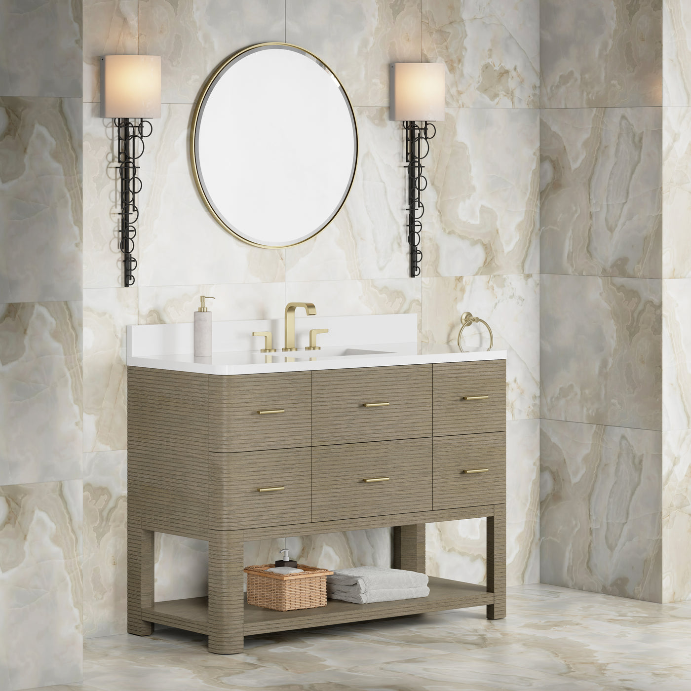 James Martin Lucian 48" Single Bathroom Vanity, Pebble Oak, view 34