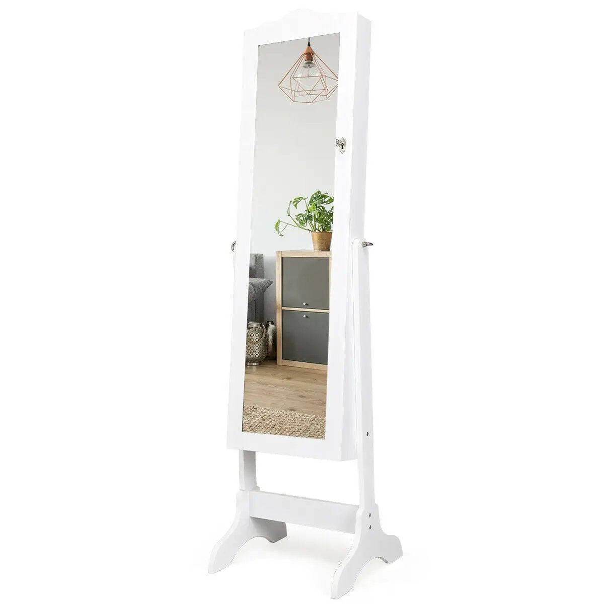 Mirrored Lockable Jewelry Cabinet Armoire Organizer Storage Box, photo 6 of 9