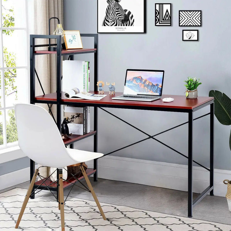 47.5 Inch Writing Study Computer Desk with 4-Tier Shelves by DirectDeals