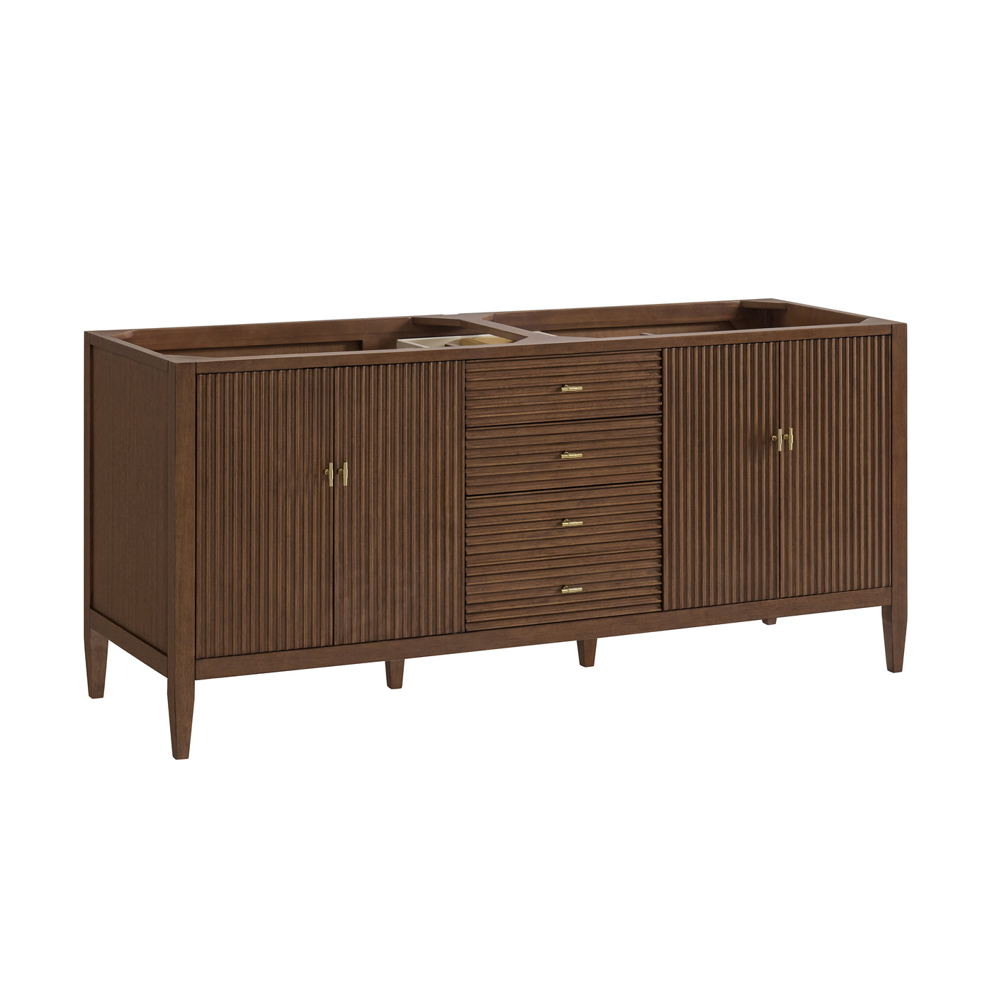 James Martin Myrrin 72" Single Bathroom Vanity, Mid-Century Walnut, cabinet without a countertop