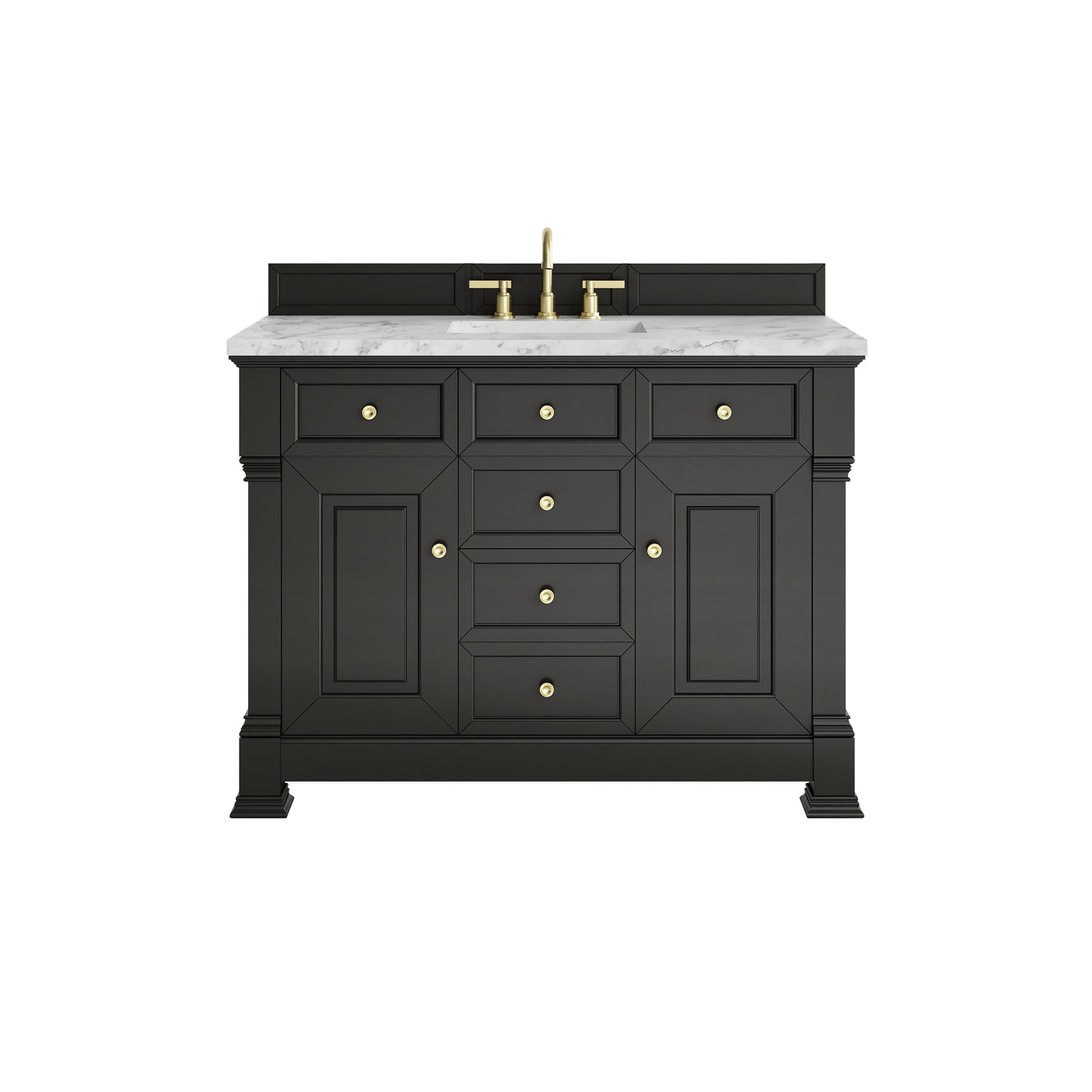 James Martin Brookfield 48" Single Bathroom Vanity, Black Onyx with Carrara White countertop