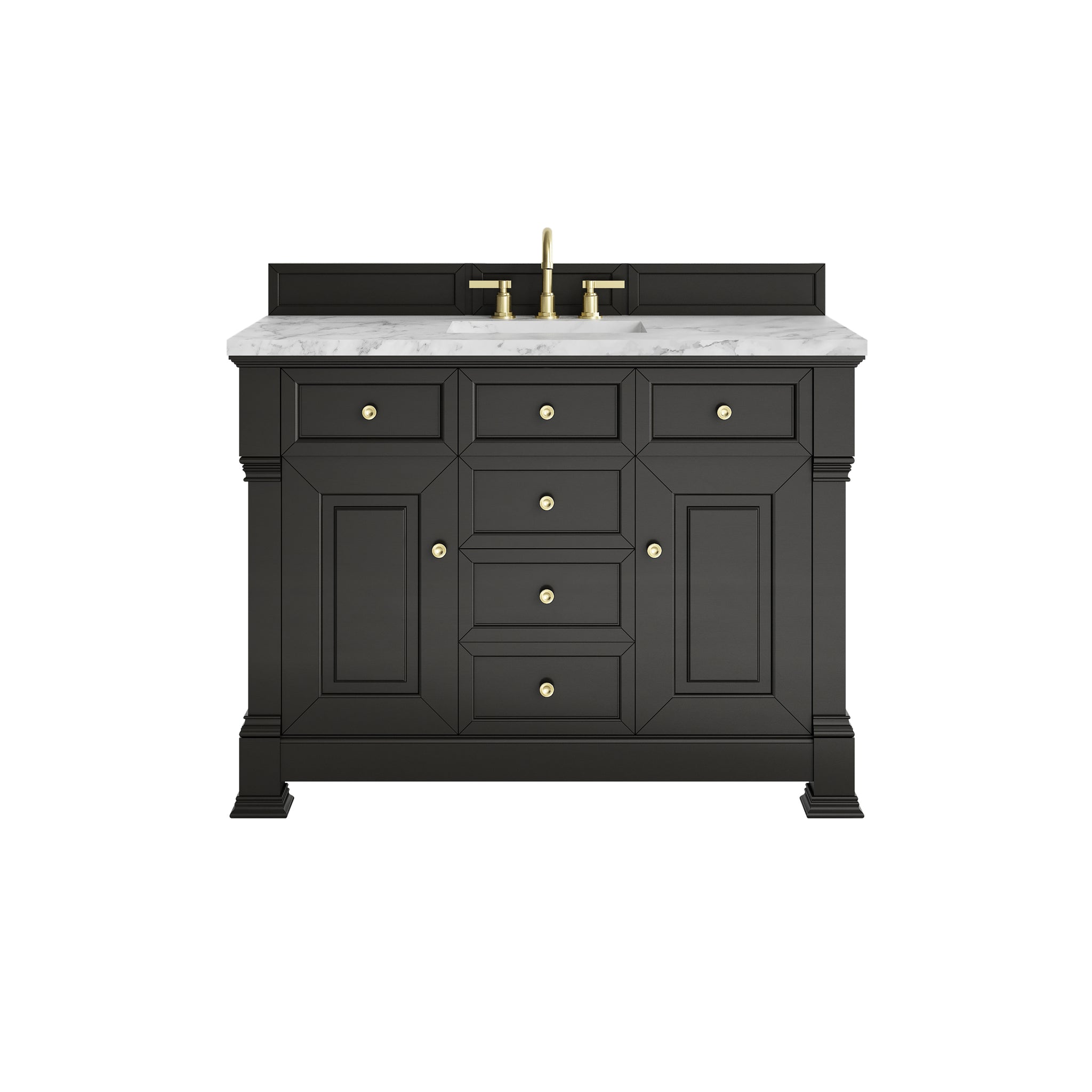 James Martin Brookfield 48" Single Bathroom Vanity, Black Onyx with Carrara White countertop