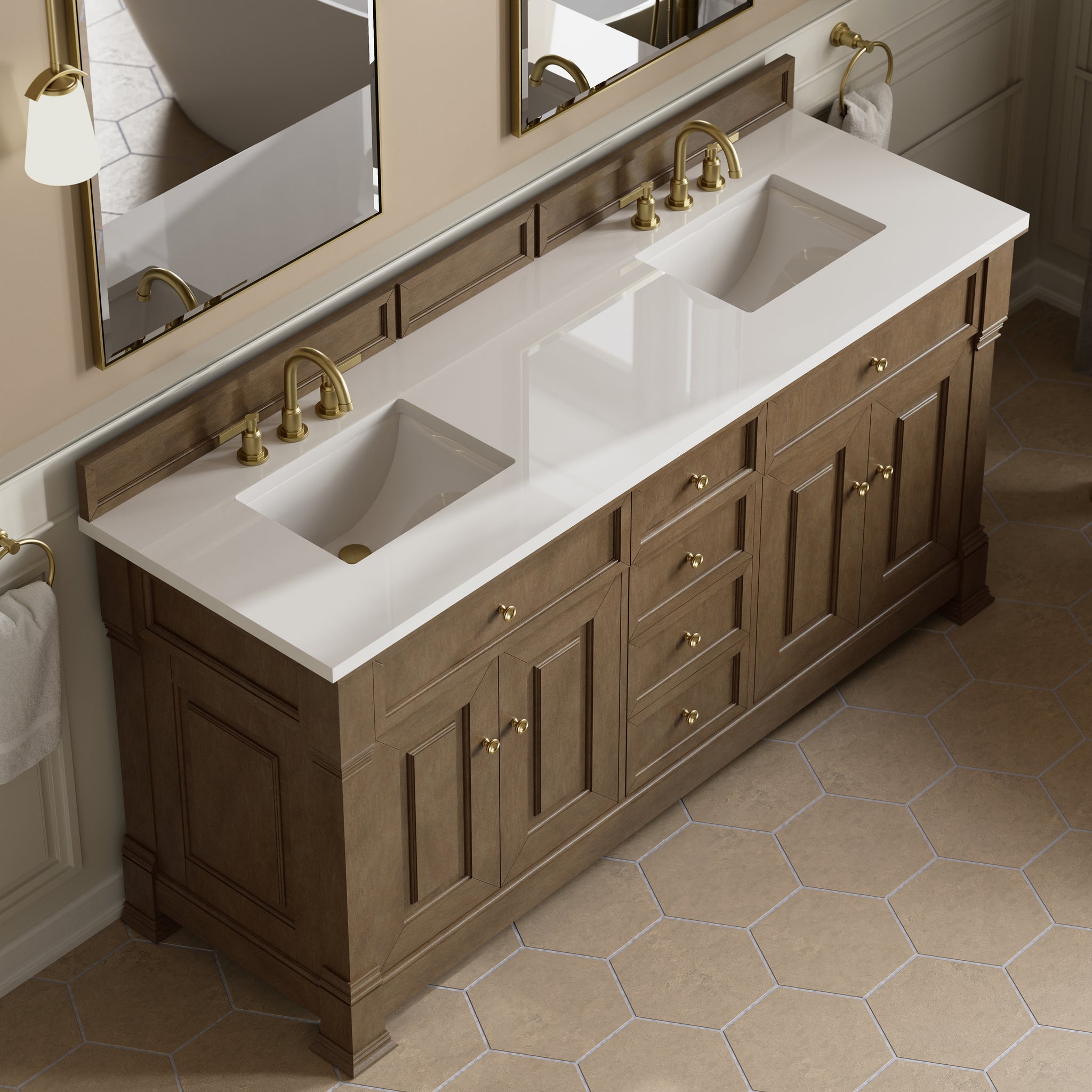 James Martin Brookfield 72" Double Bathroom Vanity, Pecan, view 26