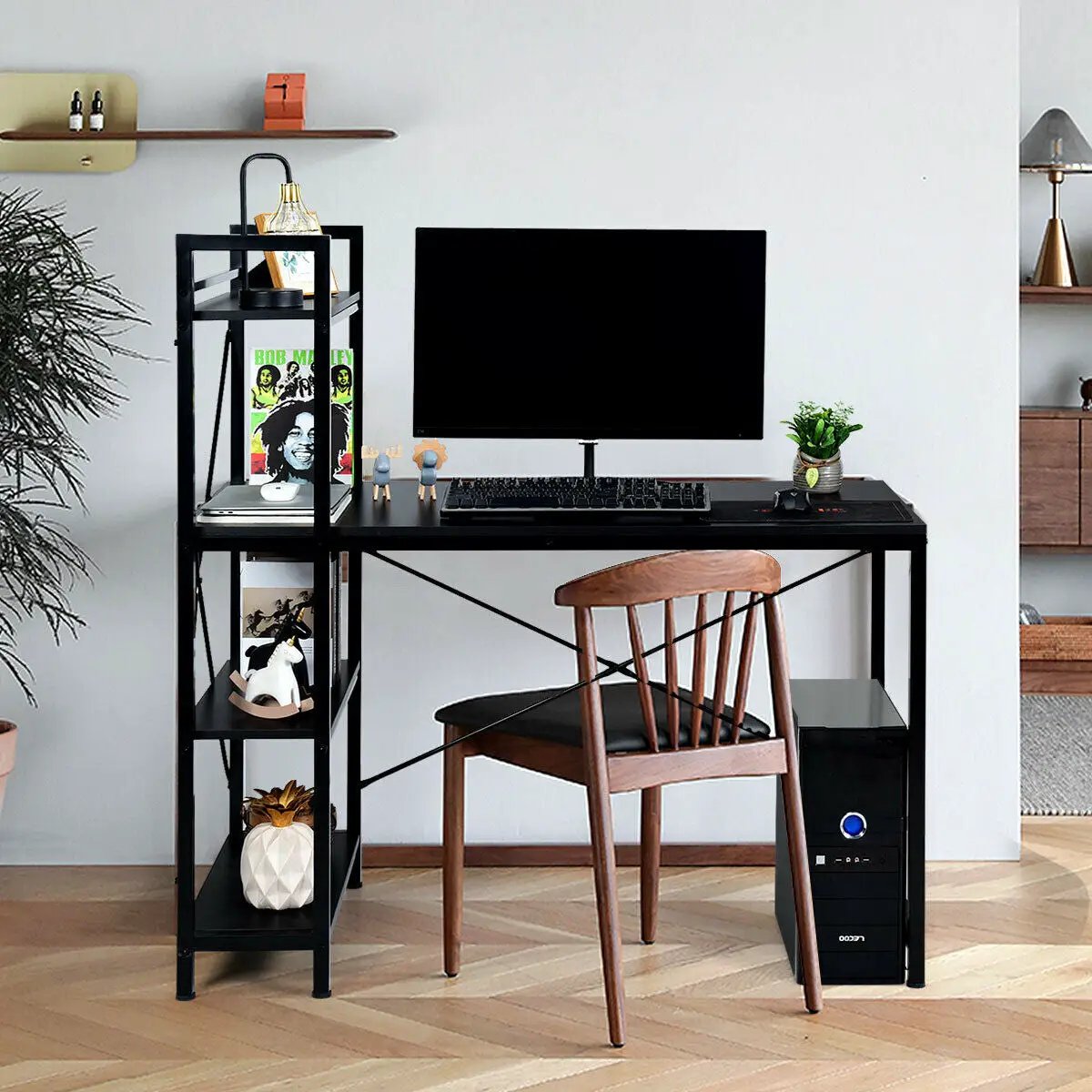 47.5 Inch Writing Study Computer Desk with 4-Tier Shelves by DirectDeals