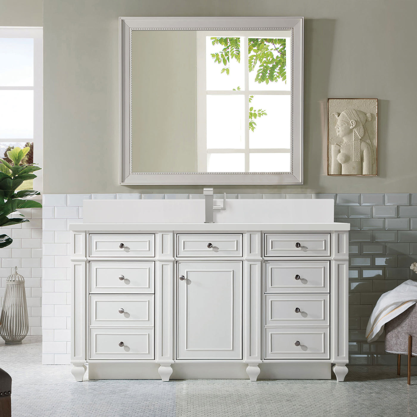 James Martin Bristol 60" Single Bathroom Vanity, Bright White, view 32