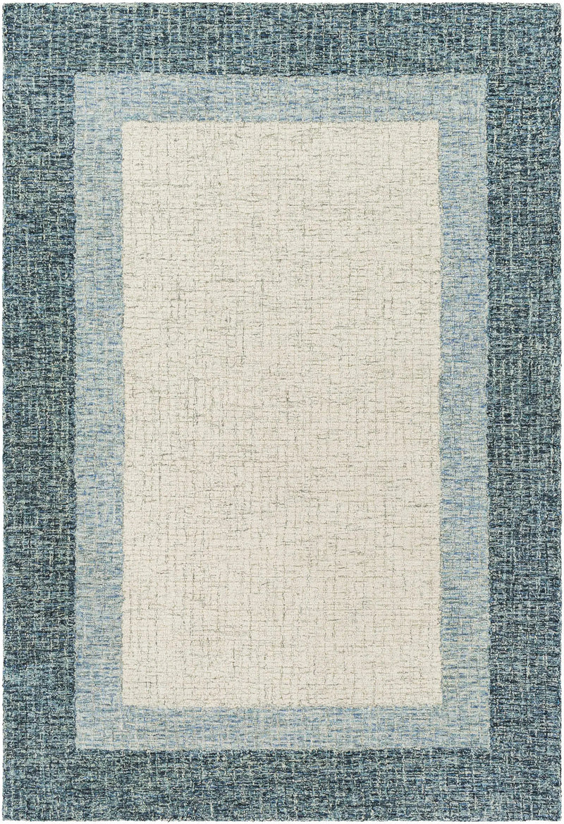 Padada Green Bordered Cream Wool Rug by Boutique Rugs