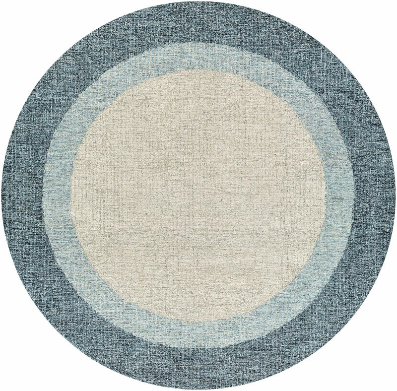 Padada Green Bordered Cream Wool Rug by Boutique Rugs