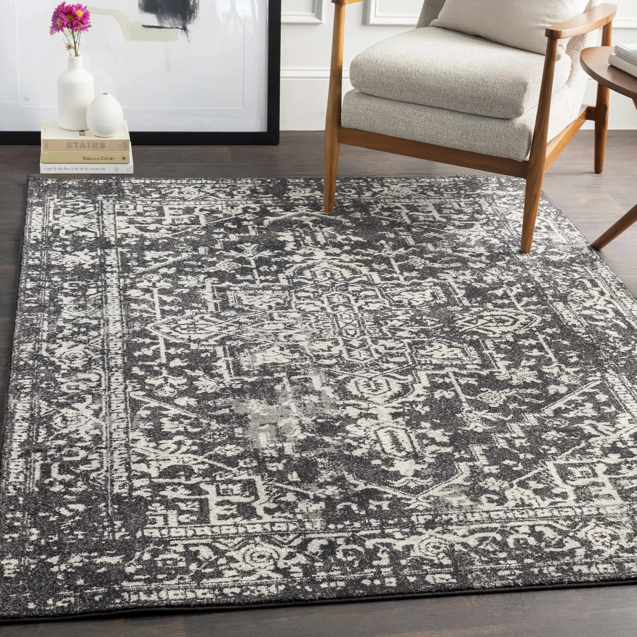 Rachel Black Area Rug by Boutique Rugs