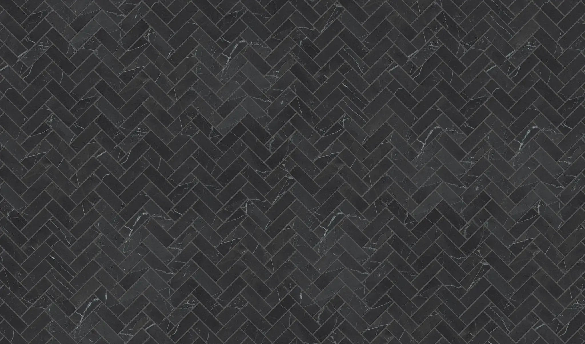 Charme Evo Calacatta Black Herringbone Marble Look Porcelain Mosaics 12x12 by landmarkceramics