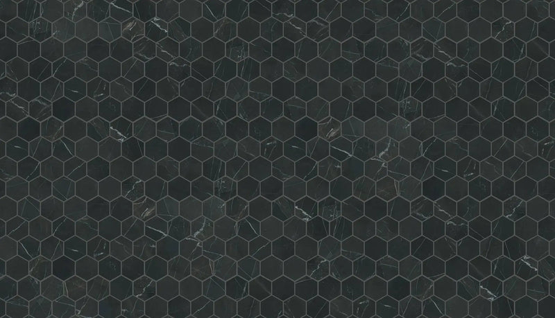 Charme Evo Calacatta Black Mosaic D Marble Look Porcelain Mosaics 12x10 by landmarkceramics