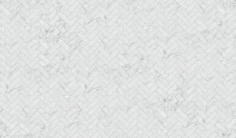 Charme Evo Michelangelo Extra White Herringbone Marble Look Porcelain Mosaics 12x12 by landmarkceramics