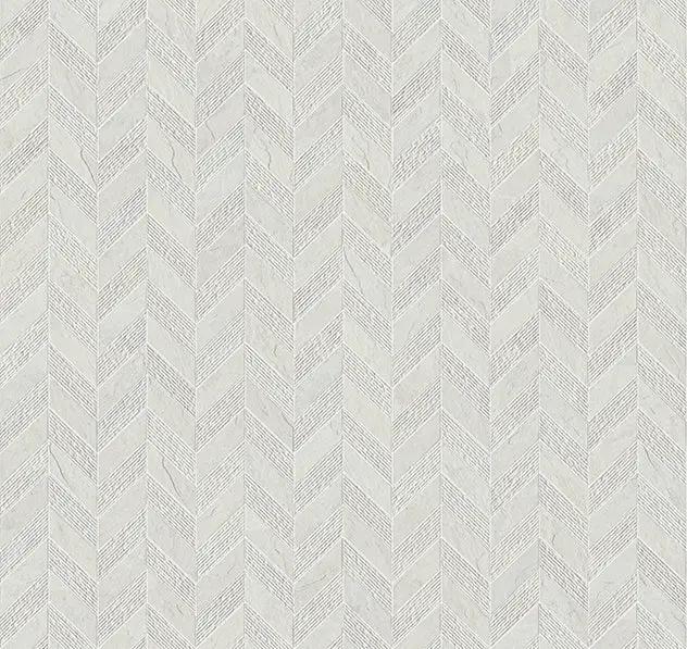 Essence Montauk White Mosaic Chevron 3d Slate Look Porcelain Tiles 7.44x10 by landmarkceramics