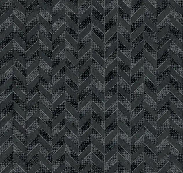 Essence Montauk Black Mosaic Chevron 3d Slate Look Porcelain Tiles 7.44x10 by landmarkceramics