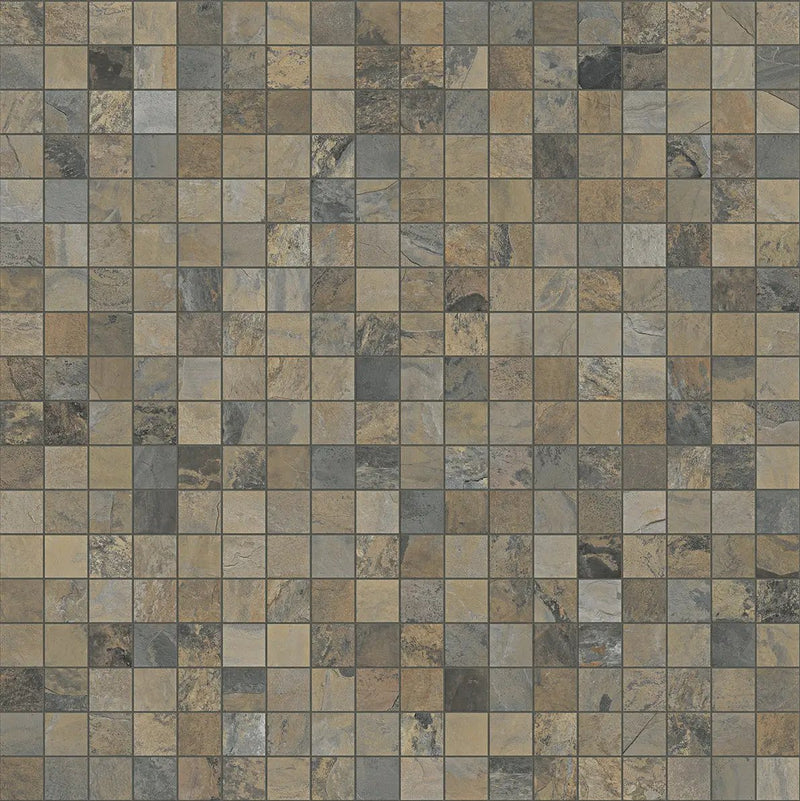 Essence Rustic Gold Mosaic A Slate Look Porcelain Tiles 12x12 by landmarkceramics