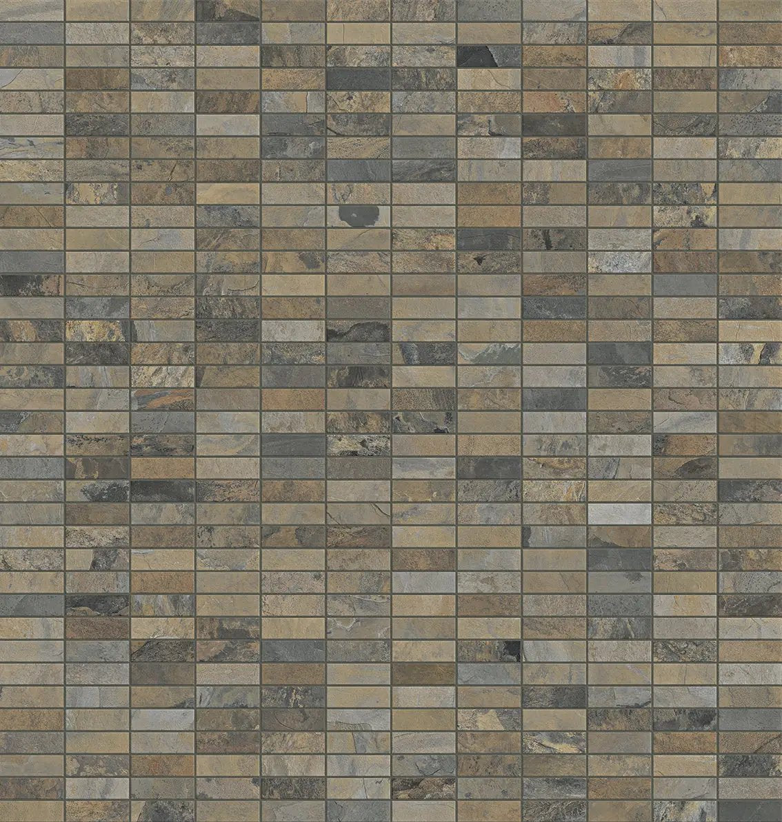 Essence Rustic Gold Mosaic H Slate Look Porcelain Tiles 12x12 by landmarkceramics