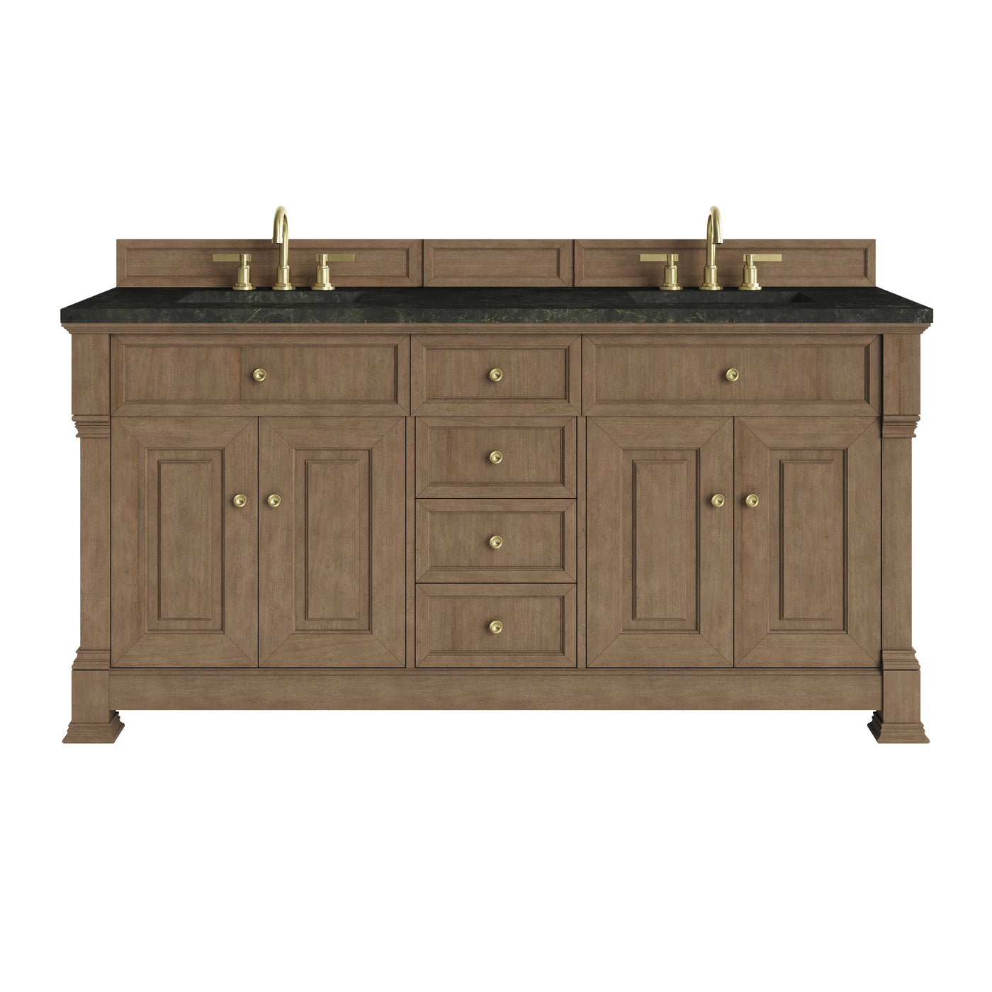 James Martin Brookfield 72" Double Bathroom Vanity, Pecan with Phantome countertop