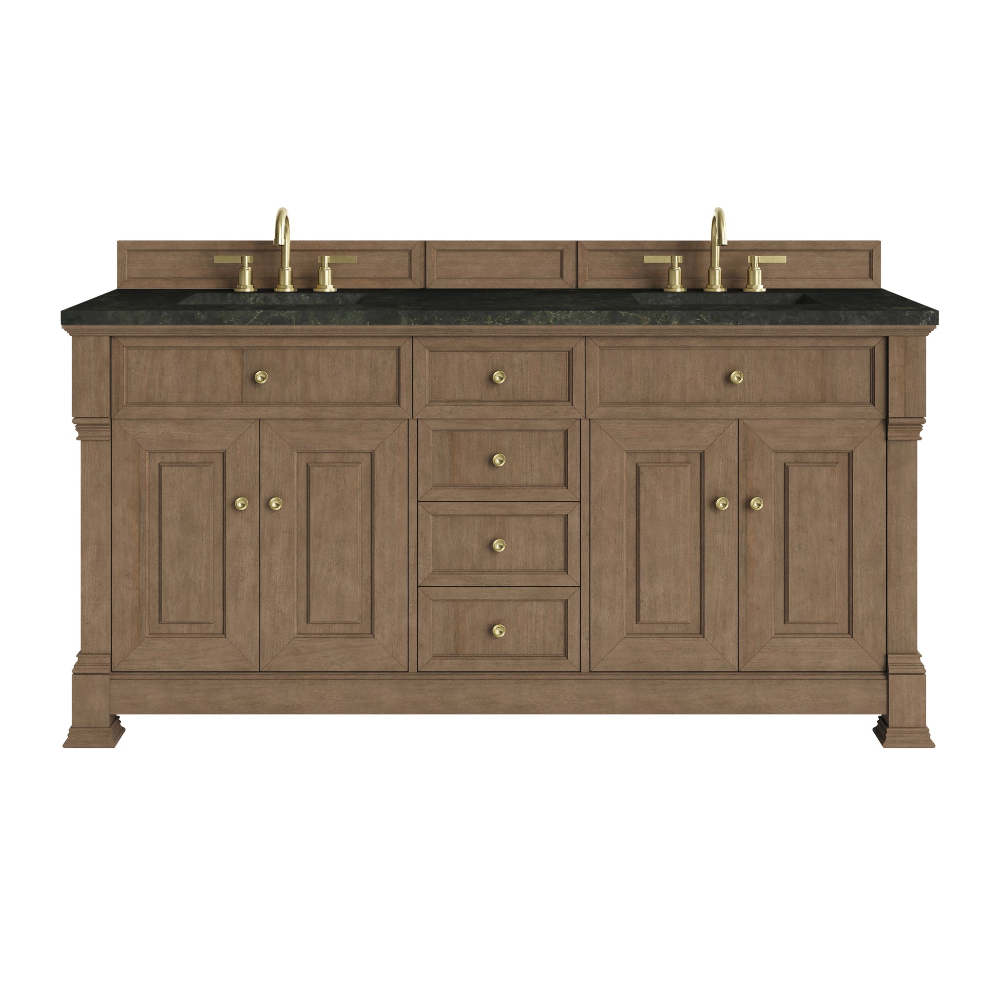 James Martin Brookfield 72" Double Bathroom Vanity, Pecan with Phantome countertop