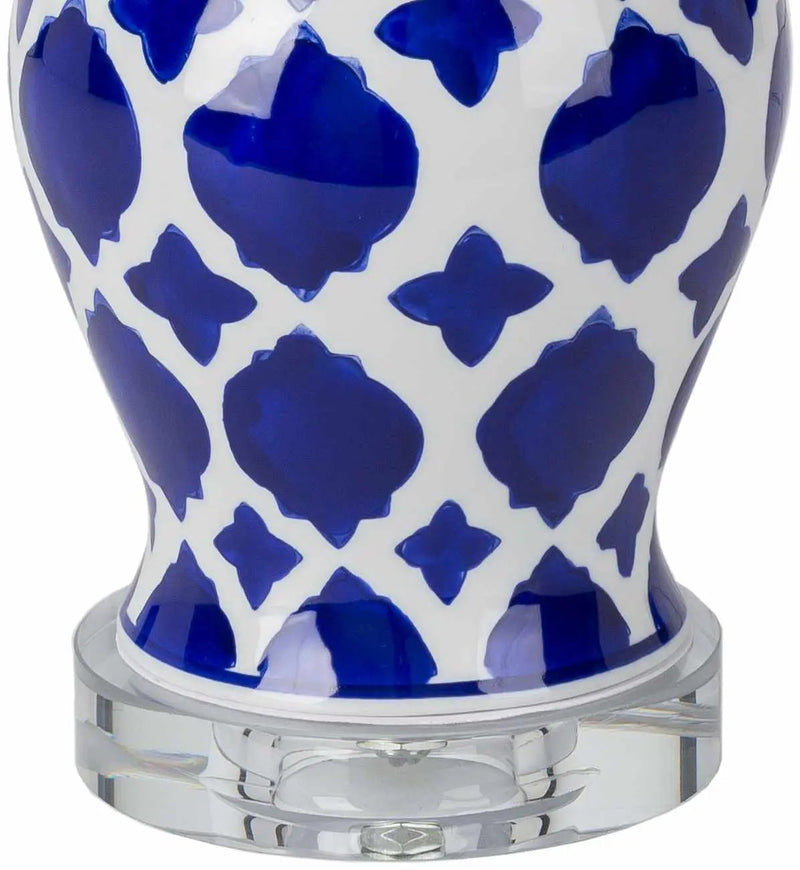 Pangian White & Blue Patterned Ceramic Table Lamp by Boutique Rugs