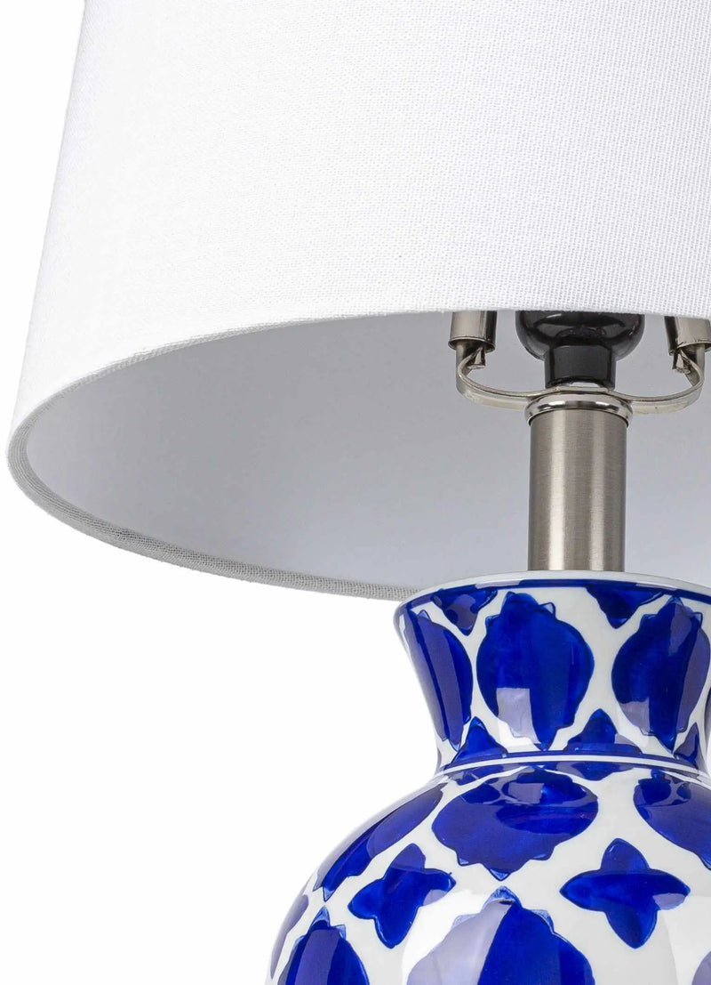 Pangian White & Blue Patterned Ceramic Table Lamp by Boutique Rugs