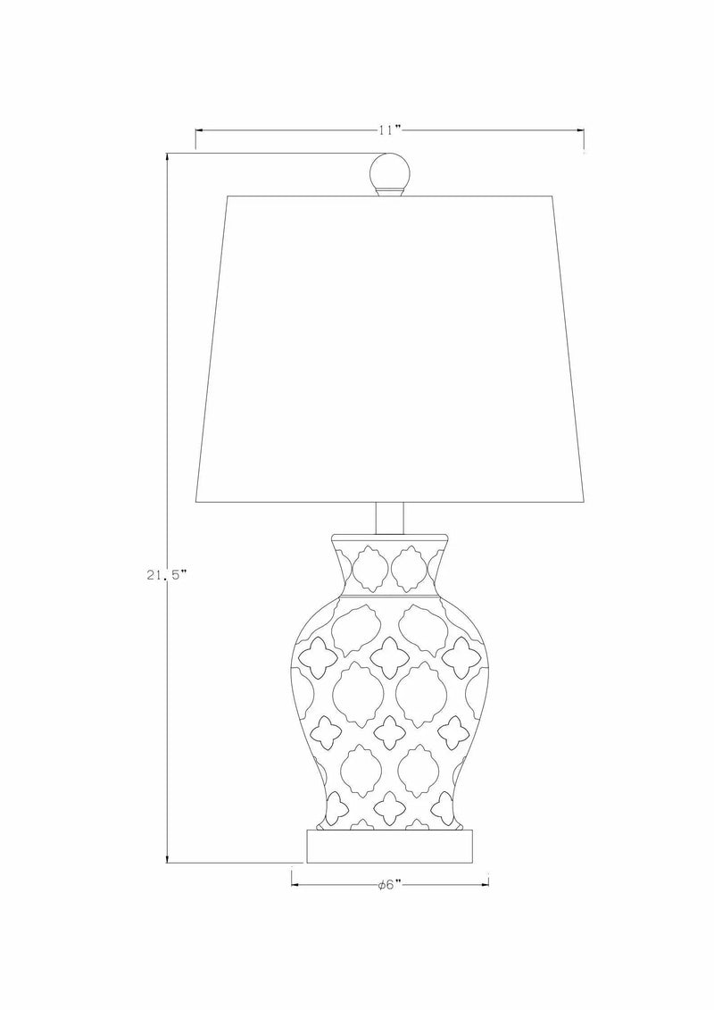 Pangian White & Blue Patterned Ceramic Table Lamp by Boutique Rugs