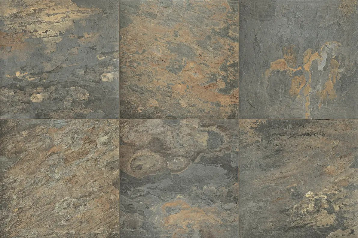 Frontier20 California Gold L Shape Mitered Edge Corner Left Slate Look Porcelain Moldings 12x24 by landmarkceramics