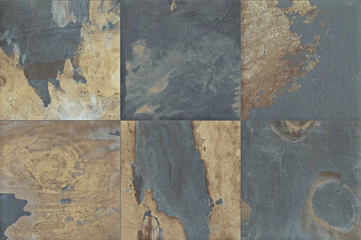 Frontier20 Mariposa Slate Coping & Stair Corner Left Look Porcelain Moldings 12x24 by landmarkceramics