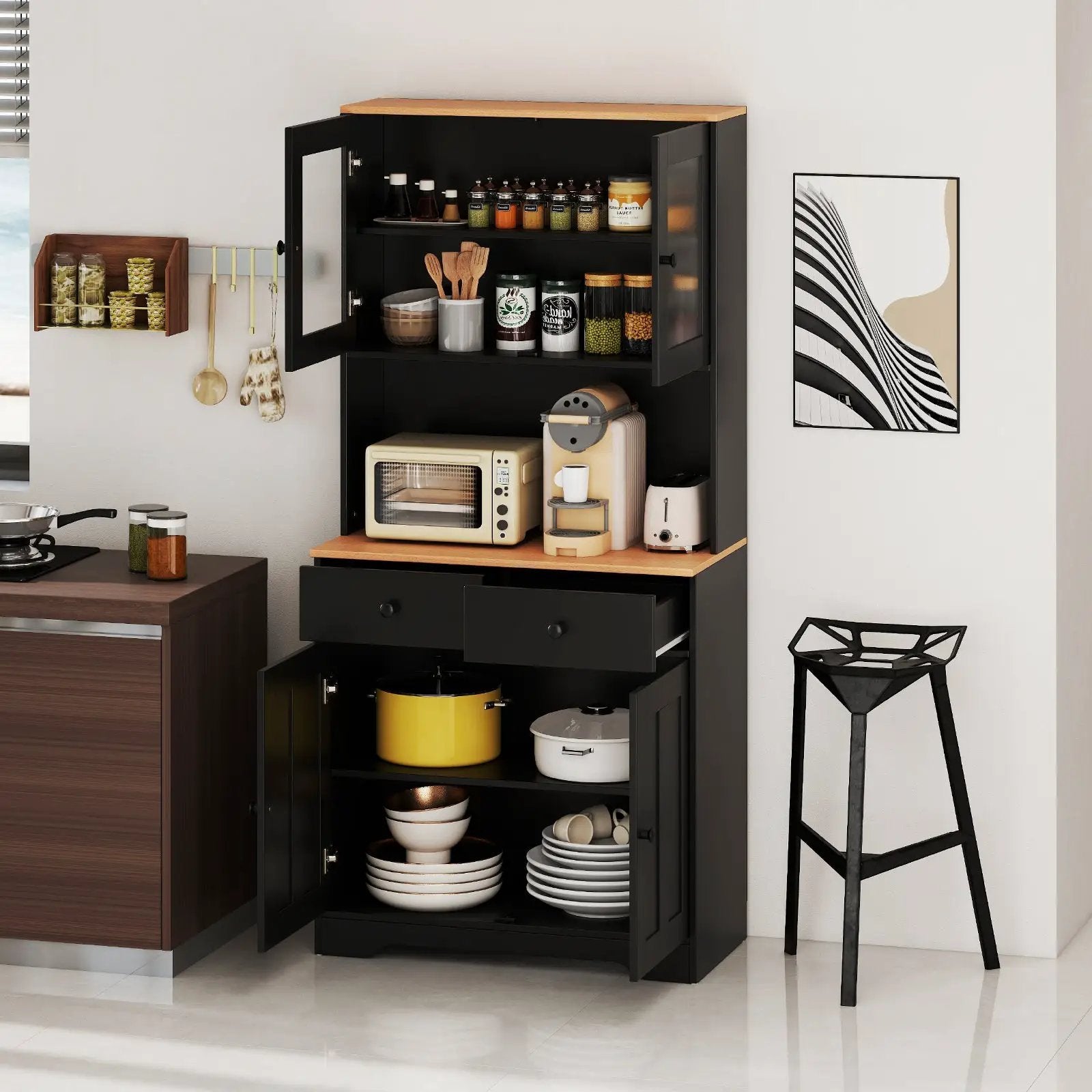 Pantry Cabinet with 2 Removable Shelves by DirectDeals