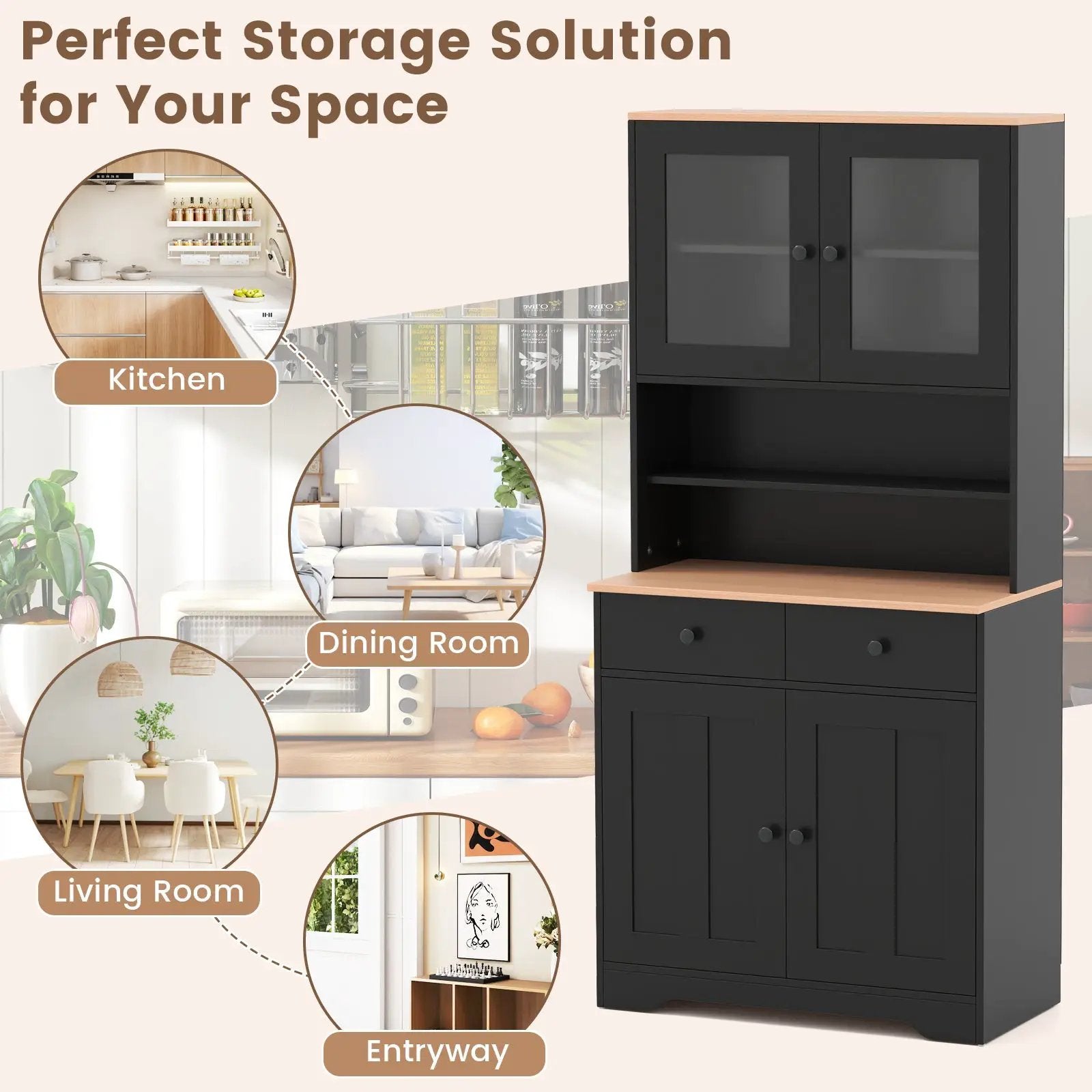Pantry Cabinet with 2 Removable Shelves by DirectDeals