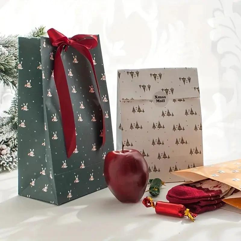Paper Christmas Gift Bags Set of 12 with Holiday Designs by House Of Avana