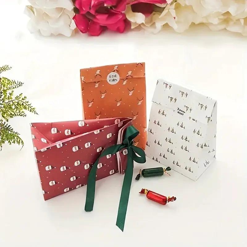 Paper Christmas Gift Bags Set of 12 with Holiday Designs by House Of Avana
