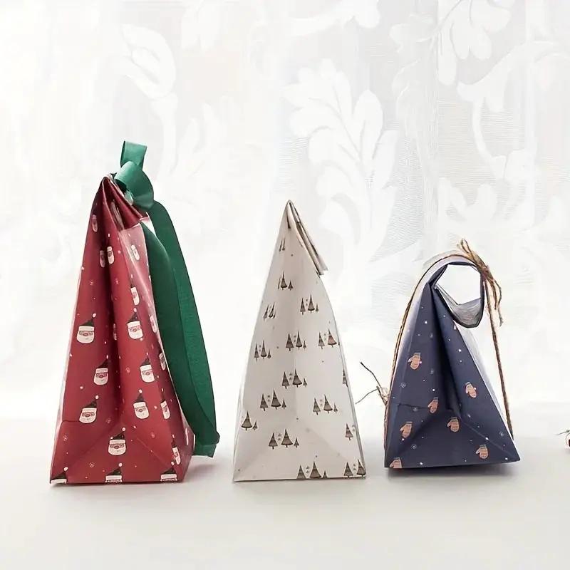 Paper Christmas Gift Bags Set of 12 with Holiday Designs by House Of Avana