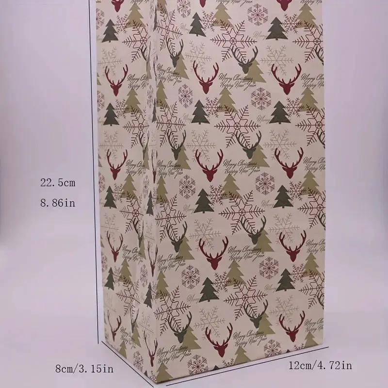 Paper Gift Bags with Red Sealing Stickers, 24pcs Set of Christmas Snowflake Designs by House Of Avana