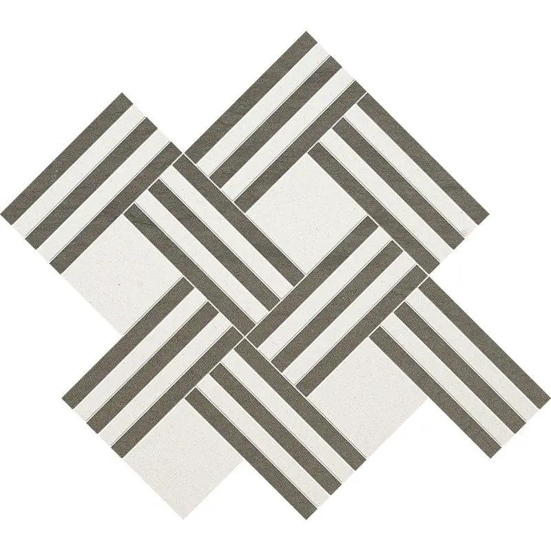 Paris Honed Maze Basket Limestone Mosaics 13 9/16x13 9/16