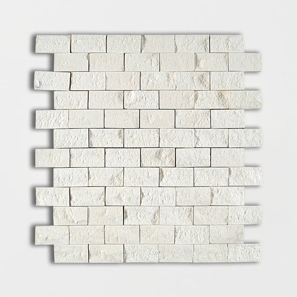 Paris Rock Face 1x2 Limestone Mosaics 12 5/8x12 5/8
