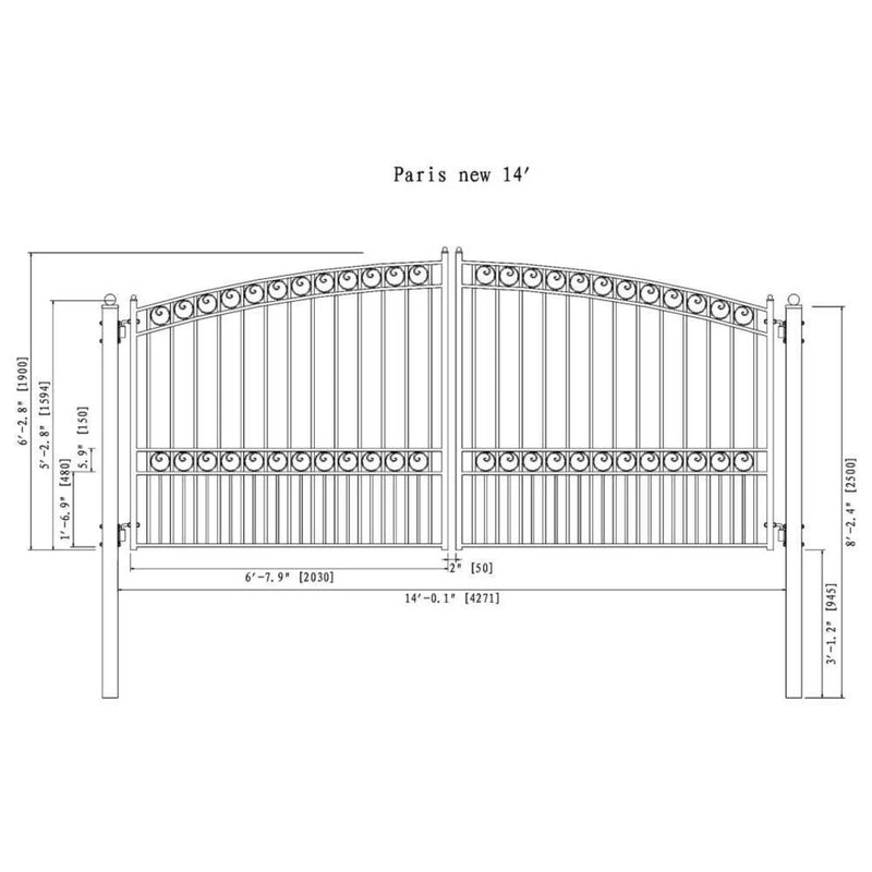 [12-18FT] Heavy-Duty Paris-Style Steel Premium Dual-Swing Driveway Gate (SAK97031) by SAKSBY WHOLESALE