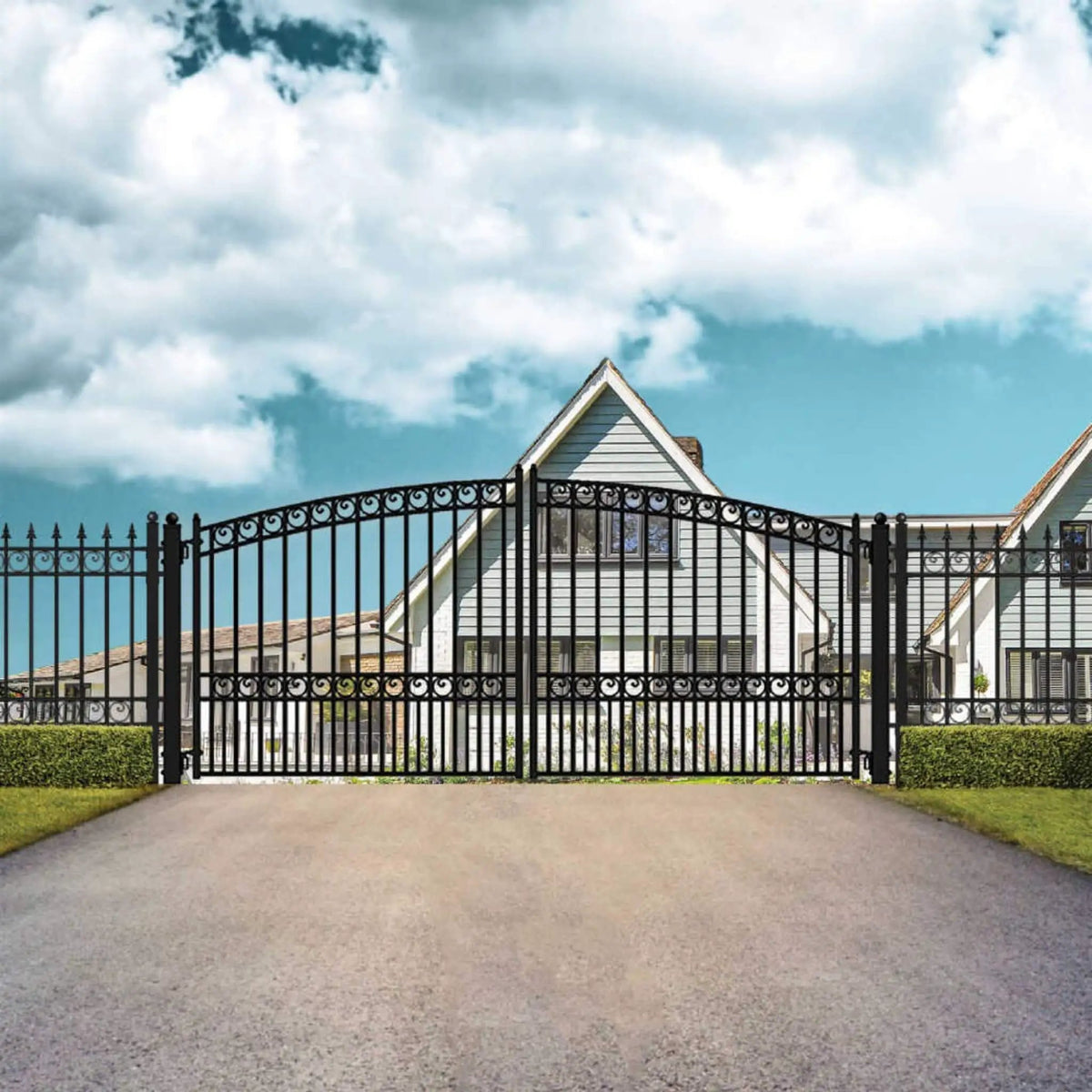 [12-18FT] Heavy-Duty Paris-Style Steel Premium Dual-Swing Driveway Gate (SAK97031) by SAKSBY WHOLESALE