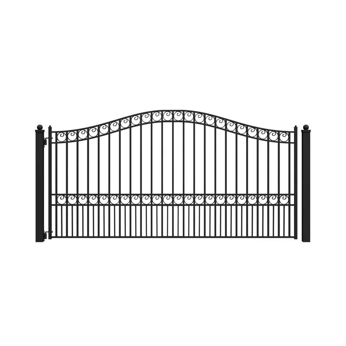 [12-18FT] Heavy-Duty Paris-Style Galvanized Steel Single-Swing Driveway Gate (SAK78643) by SAKSBY WHOLESALE