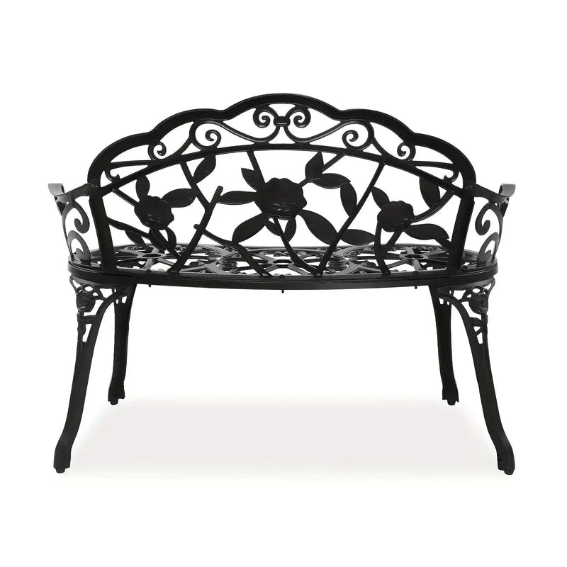 Floral Cast Aluminum Outdoor Garden Bench for 2 by House Of Avana