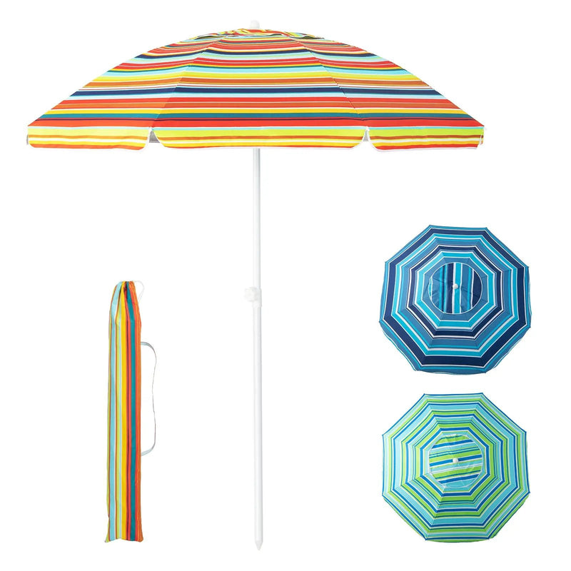6.5 Feet Patio Beach Umbrella with Waterproof Polyester Fabric-Orange by DirectDeals