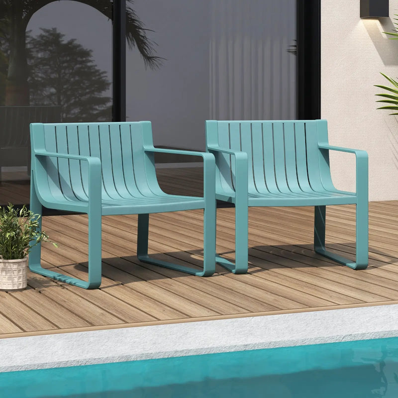 Patio Chairs Set of 2 with Curved Backrests and Seats by DirectDeals