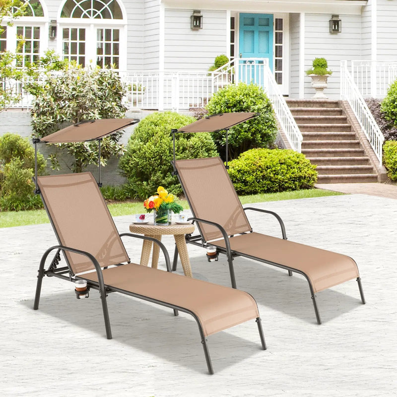 Patio Heavy-Duty 5-Level Adjustable Chaise Lounge Chair-Brown by DirectDeals