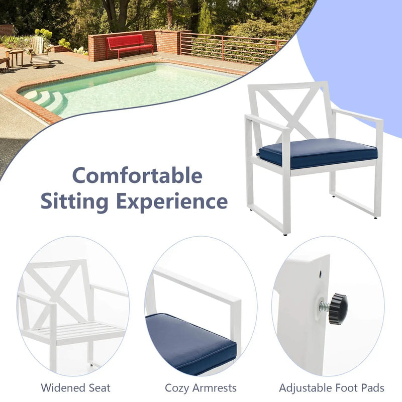 4 Pieces Outdoor Conversation Set with Sturdy Steel Frame by DirectDeals