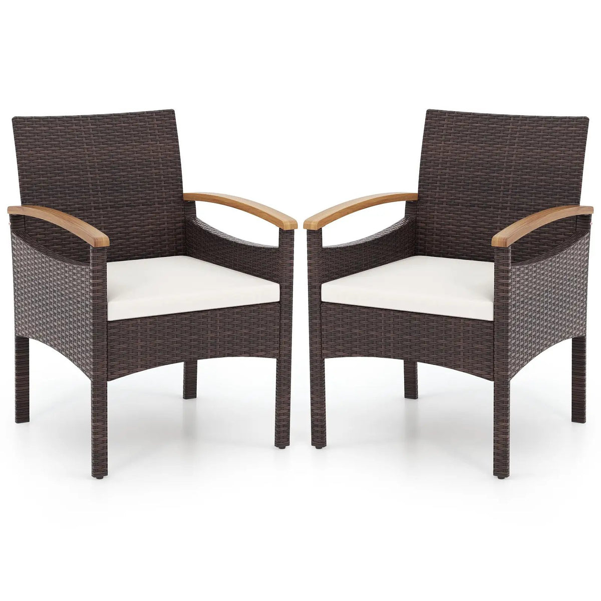 Patio Dining Chairs Set of 2/4 with Acacia Wood Armrest and Heavy Duty Metal Frame, photo 3 of 9