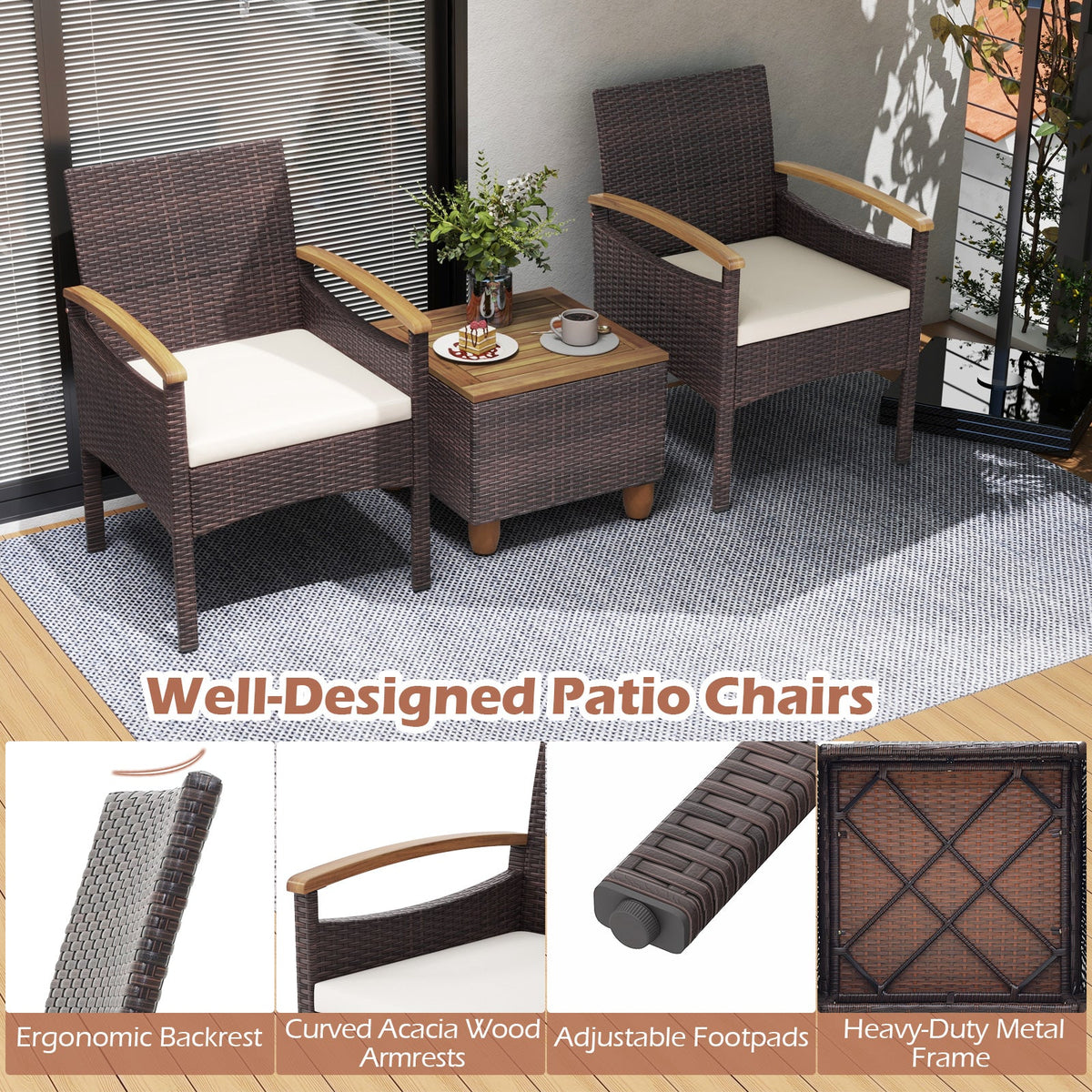 Patio Dining Chairs Set of 2/4 with Acacia Wood Armrest and Heavy Duty Metal Frame, photo 8 of 9